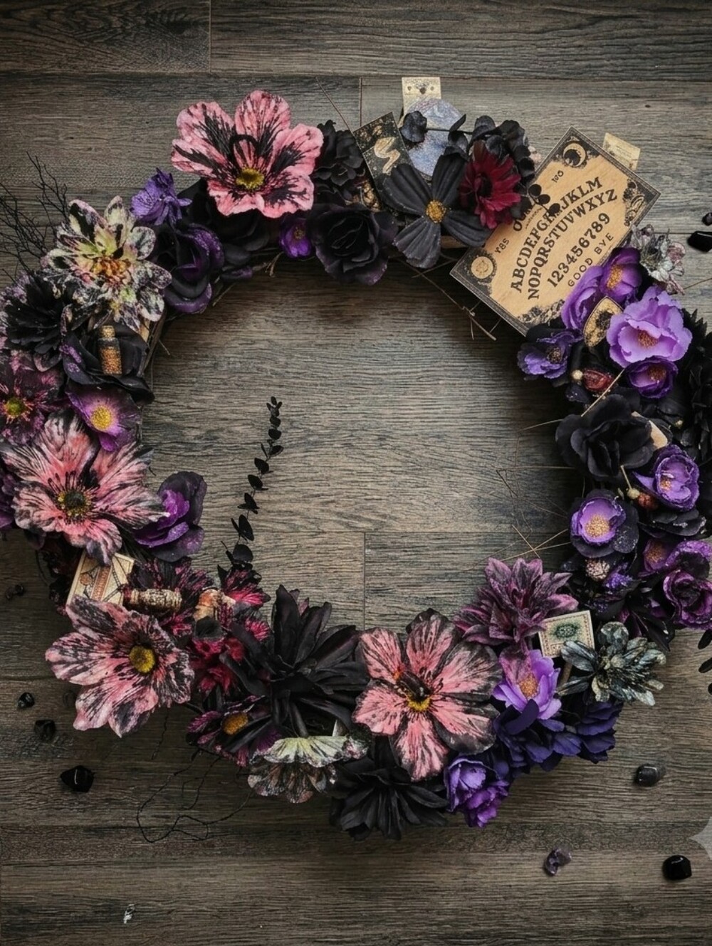Hand Crafted Purple and Pink Gothic Floral Wreath